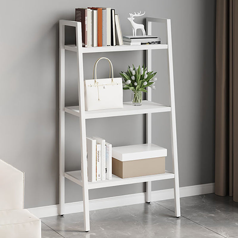 Contemporary Open Bookcase Metal Ladder Bookshelf for Kitchen 23.5"L x 12.6"W x 43.3"H White Clearhalo 'Bookcases' 'furn' 'furn_bookcases' 'Furniture' 'Office Furniture' 5498945