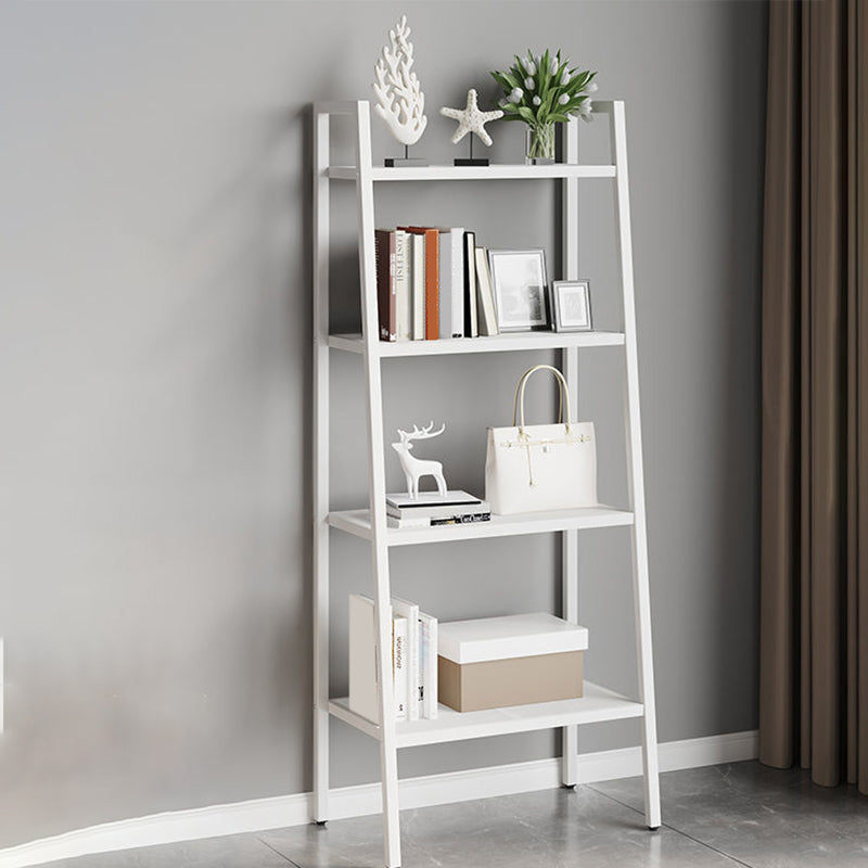 Contemporary Open Bookcase Metal Ladder Bookshelf for Kitchen 23.5"L x 14"W x 57"H White Clearhalo 'Bookcases' 'furn' 'furn_bookcases' 'Furniture' 'Office Furniture' 5498949