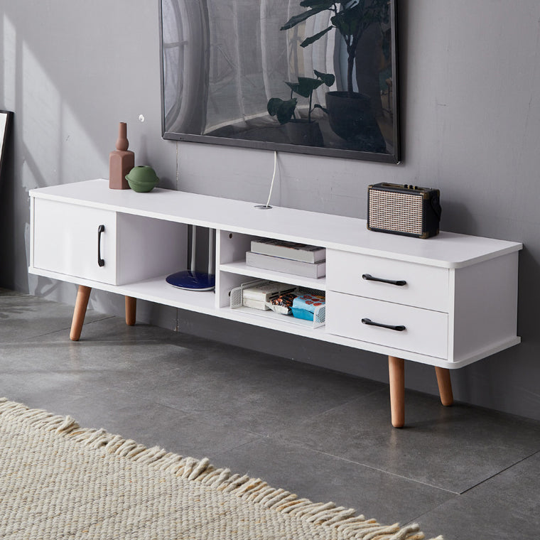 Solid Wood TV Stand & Media Console , Open Storage TV Console with Drawers Clearhalo 'furn' 'furn_tv_stands_entertainment_centers' 'Furniture' 'Living Room Furniture' 'TV Stands & Entertainment Centers' 'TV Stands & Media Storage Furniture' 'tv_stands_entertainment_centers' 5499107