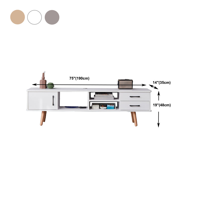 Solid Wood TV Stand & Media Console , Open Storage TV Console with Drawers Clearhalo 'furn' 'furn_tv_stands_entertainment_centers' 'Furniture' 'Living Room Furniture' 'TV Stands & Entertainment Centers' 'TV Stands & Media Storage Furniture' 'tv_stands_entertainment_centers' 5499121