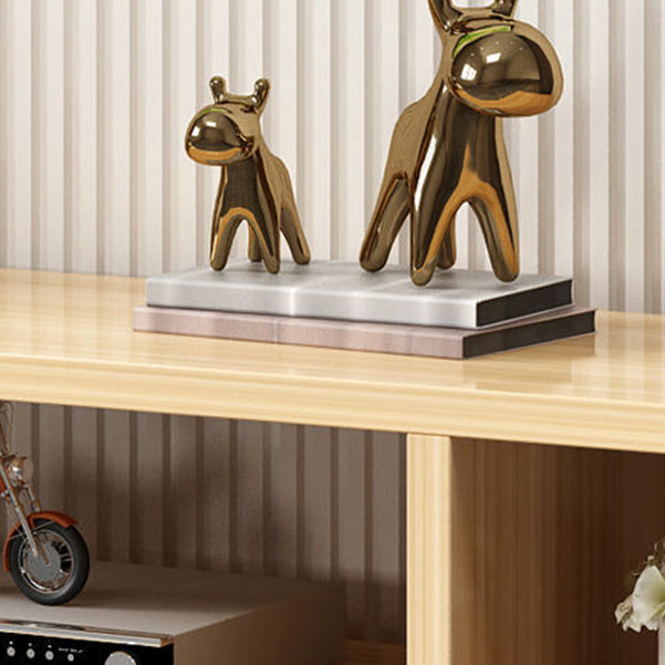 Modern Open Storage TV Console , Wood and Metal TV Stand in Wood Finish Clearhalo 'furn' 'furn_tv_stands_entertainment_centers' 'Furniture' 'Living Room Furniture' 'TV Stands & Entertainment Centers' 'TV Stands & Media Storage Furniture' 'tv_stands_entertainment_centers' 5499217