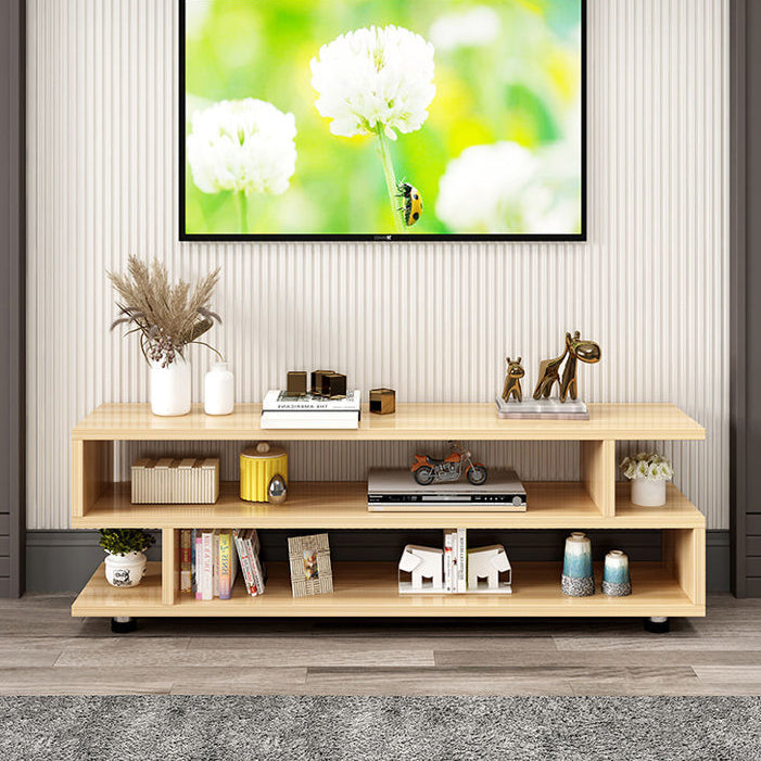 Modern Open Storage TV Console , Wood and Metal TV Stand in Wood Finish Clearhalo 'furn' 'furn_tv_stands_entertainment_centers' 'Furniture' 'Living Room Furniture' 'TV Stands & Entertainment Centers' 'TV Stands & Media Storage Furniture' 'tv_stands_entertainment_centers' 5499224