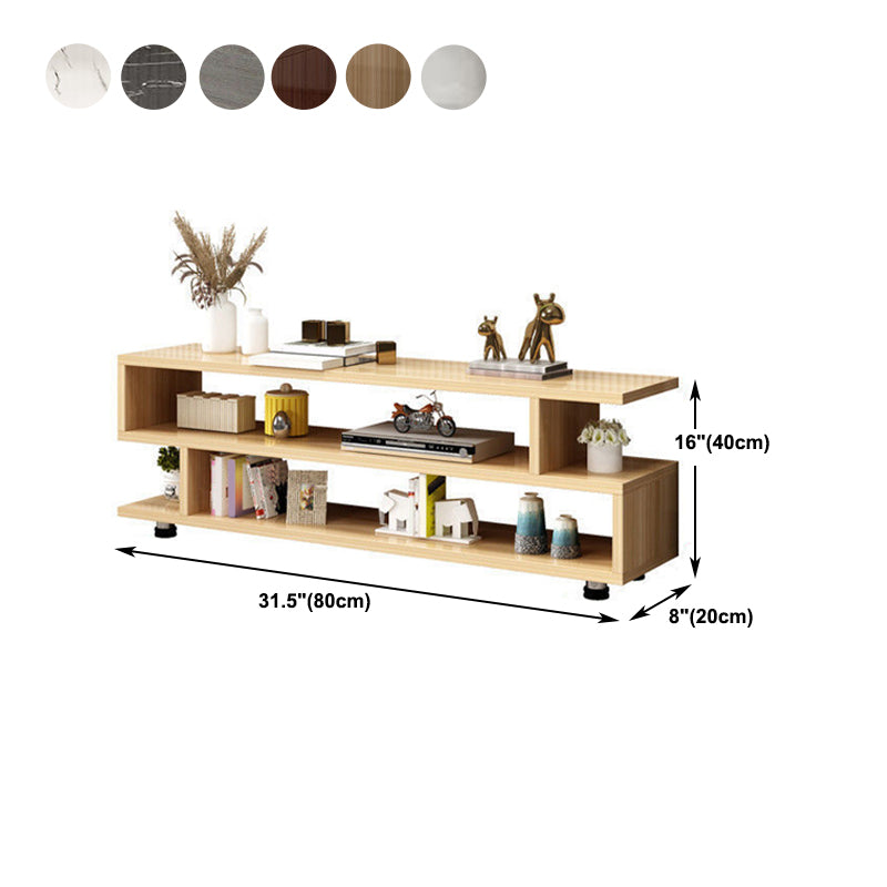 Modern Open Storage TV Console , Wood and Metal TV Stand in Wood Finish Clearhalo 'furn' 'furn_tv_stands_entertainment_centers' 'Furniture' 'Living Room Furniture' 'TV Stands & Entertainment Centers' 'TV Stands & Media Storage Furniture' 'tv_stands_entertainment_centers' 5499227