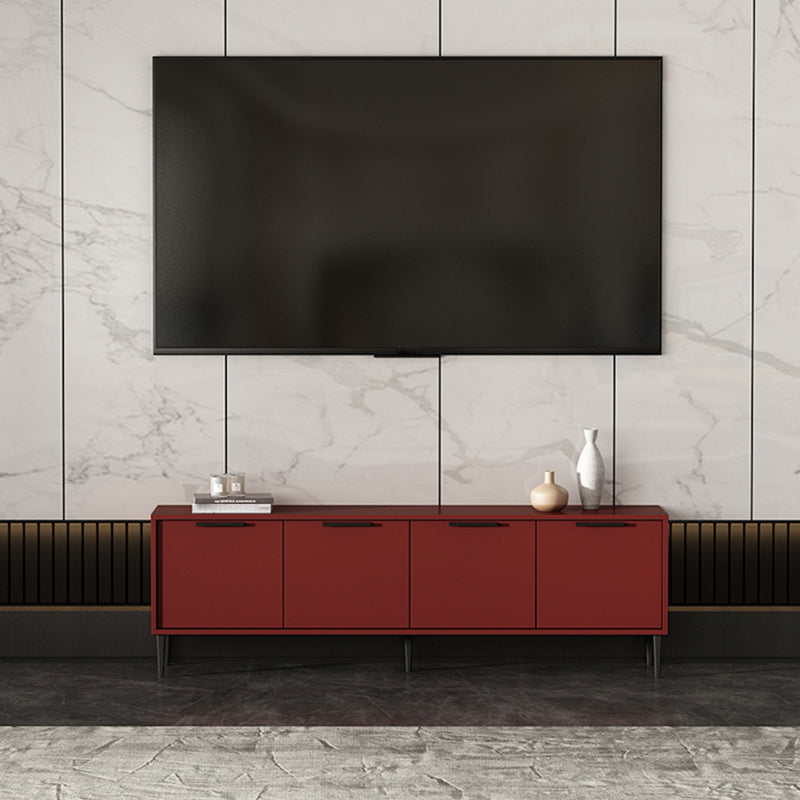Engineered Wood TV Stand Scandinavian Enclosed Storage TV Cabinet 59"L x 12"W x 19"H Red Clearhalo 'furn' 'furn_tv_stands_entertainment_centers' 'Furniture' 'Living Room Furniture' 'TV Stands & Entertainment Centers' 'TV Stands & Media Storage Furniture' 'tv_stands_entertainment_centers' 5499360