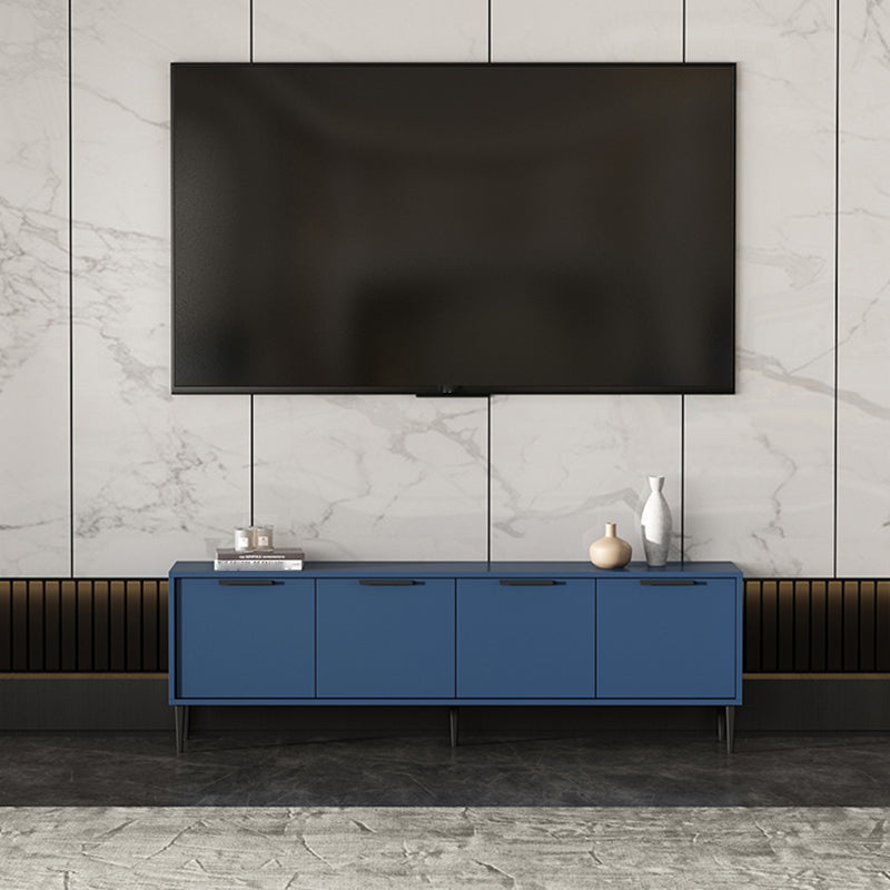 Engineered Wood TV Stand Scandinavian Enclosed Storage TV Cabinet 59"L x 12"W x 19"H Blue Clearhalo 'furn' 'furn_tv_stands_entertainment_centers' 'Furniture' 'Living Room Furniture' 'TV Stands & Entertainment Centers' 'TV Stands & Media Storage Furniture' 'tv_stands_entertainment_centers' 5499362