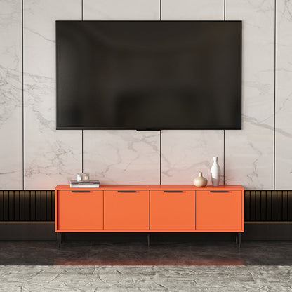 Engineered Wood TV Stand Scandinavian Enclosed Storage TV Cabinet 59"L x 12"W x 19"H Orange Clearhalo 'furn' 'furn_tv_stands_entertainment_centers' 'Furniture' 'Living Room Furniture' 'TV Stands & Entertainment Centers' 'TV Stands & Media Storage Furniture' 'tv_stands_entertainment_centers' 5499365
