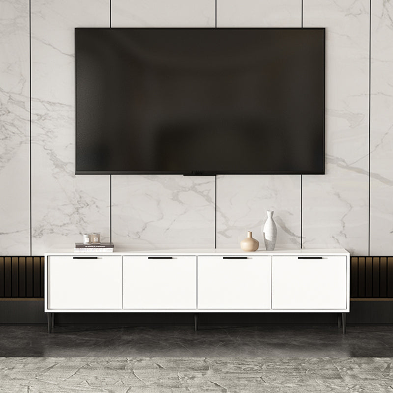 Engineered Wood TV Stand Scandinavian Enclosed Storage TV Cabinet 71"L x 12"W x 19"H White Clearhalo 'furn' 'furn_tv_stands_entertainment_centers' 'Furniture' 'Living Room Furniture' 'TV Stands & Entertainment Centers' 'TV Stands & Media Storage Furniture' 'tv_stands_entertainment_centers' 5499366