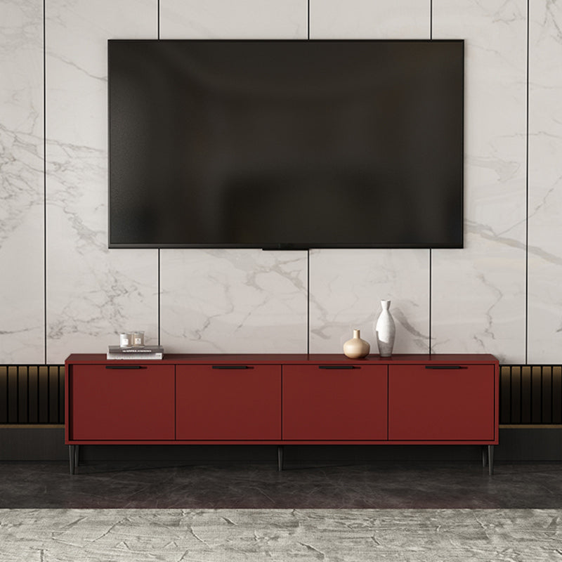 Engineered Wood TV Stand Scandinavian Enclosed Storage TV Cabinet 71"L x 12"W x 19"H Red Clearhalo 'furn' 'furn_tv_stands_entertainment_centers' 'Furniture' 'Living Room Furniture' 'TV Stands & Entertainment Centers' 'TV Stands & Media Storage Furniture' 'tv_stands_entertainment_centers' 5499369