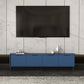 Engineered Wood TV Stand Scandinavian Enclosed Storage TV Cabinet 71"L x 12"W x 19"H Blue Clearhalo 'furn' 'furn_tv_stands_entertainment_centers' 'Furniture' 'Living Room Furniture' 'TV Stands & Entertainment Centers' 'TV Stands & Media Storage Furniture' 'tv_stands_entertainment_centers' 5499371