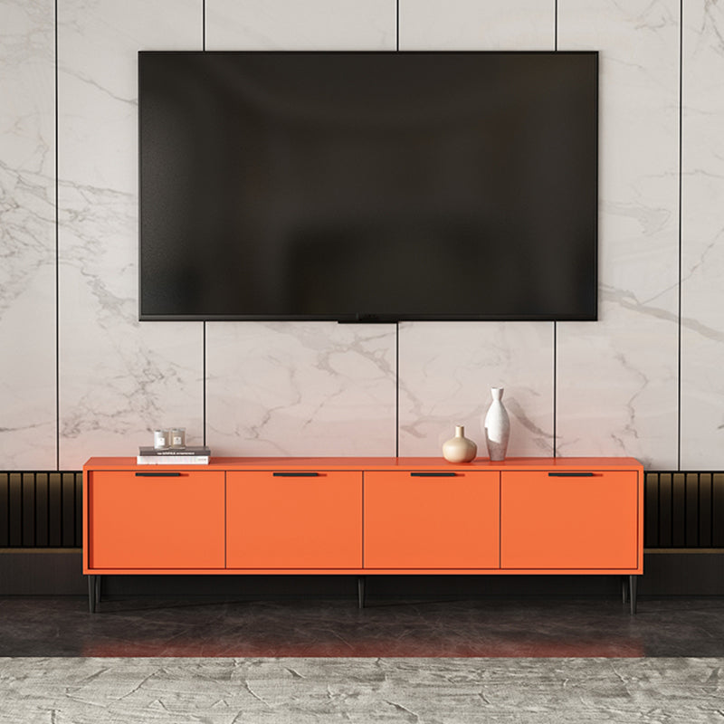 Engineered Wood TV Stand Scandinavian Enclosed Storage TV Cabinet 71"L x 12"W x 19"H Orange Clearhalo 'furn' 'furn_tv_stands_entertainment_centers' 'Furniture' 'Living Room Furniture' 'TV Stands & Entertainment Centers' 'TV Stands & Media Storage Furniture' 'tv_stands_entertainment_centers' 5499372