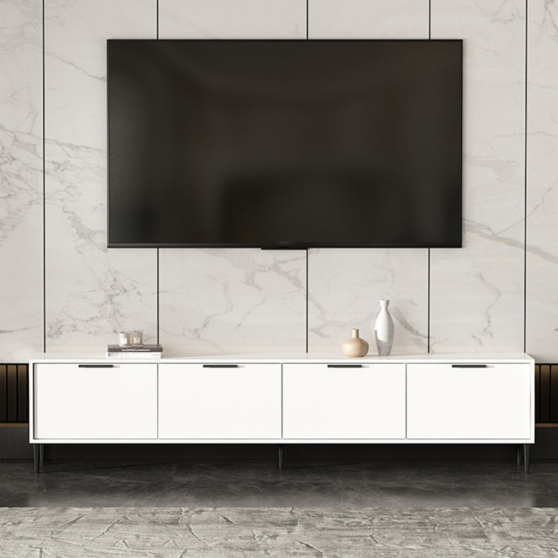 Engineered Wood TV Stand Scandinavian Enclosed Storage TV Cabinet 83"L x 12"W x 19"H White Clearhalo 'furn' 'furn_tv_stands_entertainment_centers' 'Furniture' 'Living Room Furniture' 'TV Stands & Entertainment Centers' 'TV Stands & Media Storage Furniture' 'tv_stands_entertainment_centers' 5499374