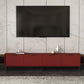 Engineered Wood TV Stand Scandinavian Enclosed Storage TV Cabinet 83"L x 12"W x 19"H Red Clearhalo 'furn' 'furn_tv_stands_entertainment_centers' 'Furniture' 'Living Room Furniture' 'TV Stands & Entertainment Centers' 'TV Stands & Media Storage Furniture' 'tv_stands_entertainment_centers' 5499376
