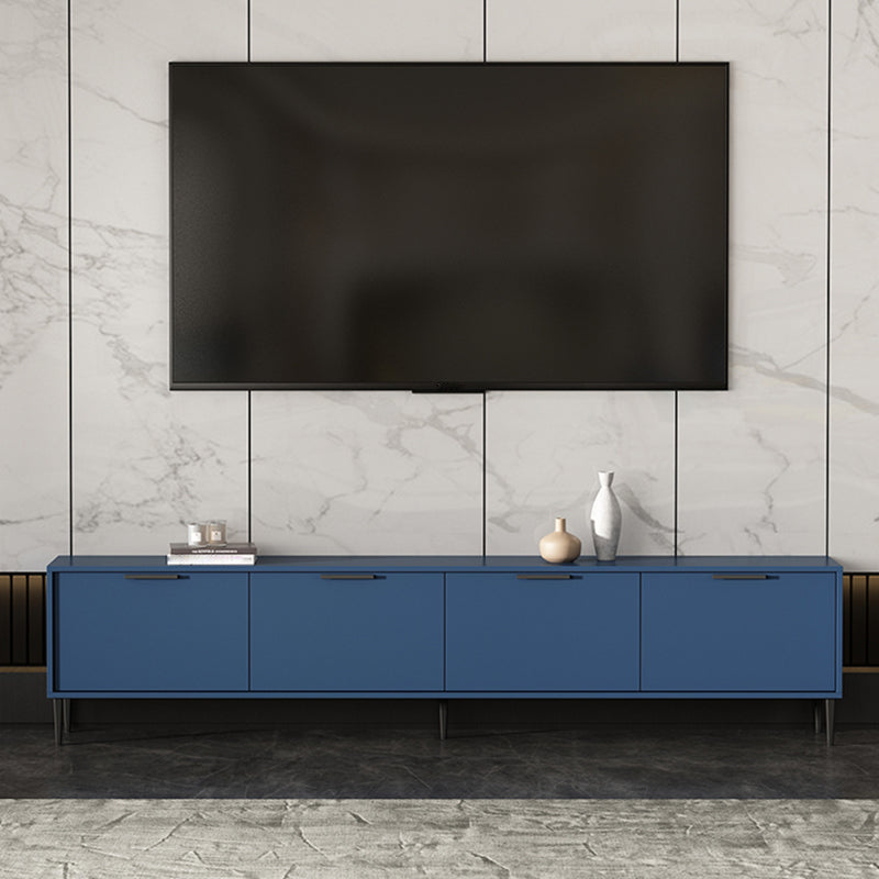 Engineered Wood TV Stand Scandinavian Enclosed Storage TV Cabinet 83"L x 12"W x 19"H Blue Clearhalo 'furn' 'furn_tv_stands_entertainment_centers' 'Furniture' 'Living Room Furniture' 'TV Stands & Entertainment Centers' 'TV Stands & Media Storage Furniture' 'tv_stands_entertainment_centers' 5499378