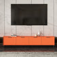Engineered Wood TV Stand Scandinavian Enclosed Storage TV Cabinet 83"L x 12"W x 19"H Orange Clearhalo 'furn' 'furn_tv_stands_entertainment_centers' 'Furniture' 'Living Room Furniture' 'TV Stands & Entertainment Centers' 'TV Stands & Media Storage Furniture' 'tv_stands_entertainment_centers' 5499380