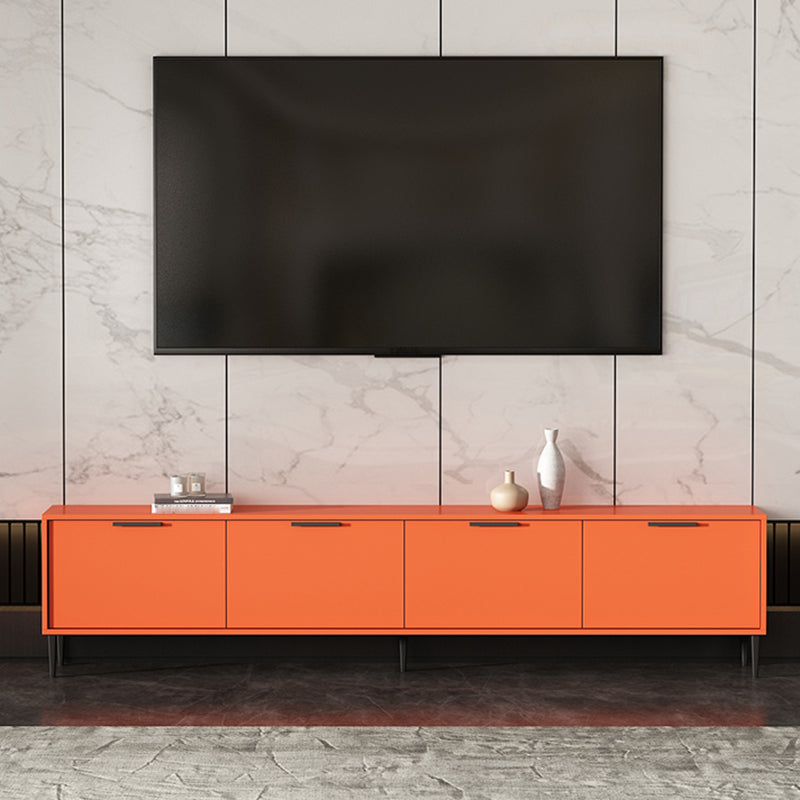 Engineered Wood TV Stand Scandinavian Enclosed Storage TV Cabinet 83"L x 12"W x 19"H Orange Clearhalo 'furn' 'furn_tv_stands_entertainment_centers' 'Furniture' 'Living Room Furniture' 'TV Stands & Entertainment Centers' 'TV Stands & Media Storage Furniture' 'tv_stands_entertainment_centers' 5499380