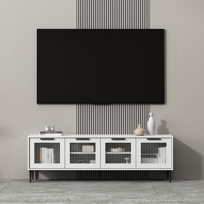 Mueble para TV con almacenamiento cerrado escandinavo Mueble para TV de madera sintética con 4 puertas
