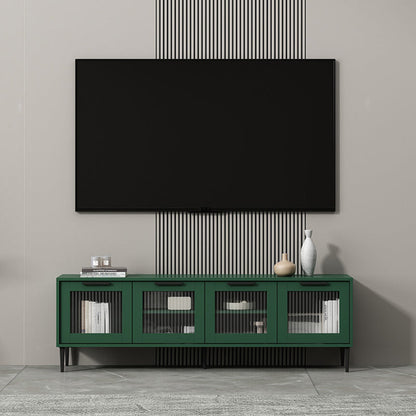Mueble para TV con almacenamiento cerrado escandinavo Mueble para TV de madera sintética con 4 puertas