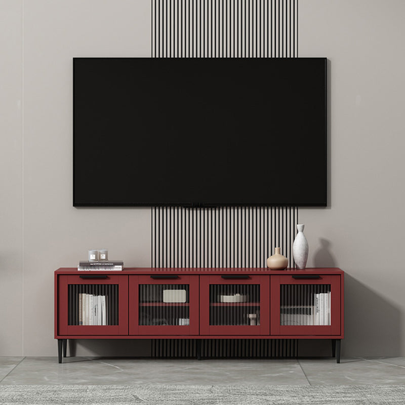 Mueble para TV con almacenamiento cerrado escandinavo Mueble para TV de madera sintética con 4 puertas