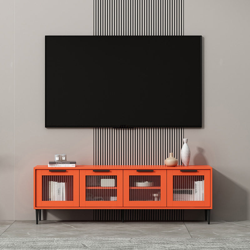 Mueble para TV con almacenamiento cerrado escandinavo Mueble para TV de madera sintética con 4 puertas