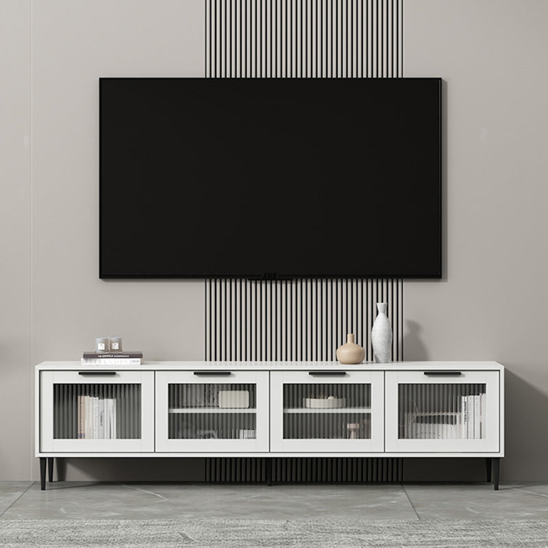 Mueble para TV con almacenamiento cerrado escandinavo Mueble para TV de madera sintética con 4 puertas