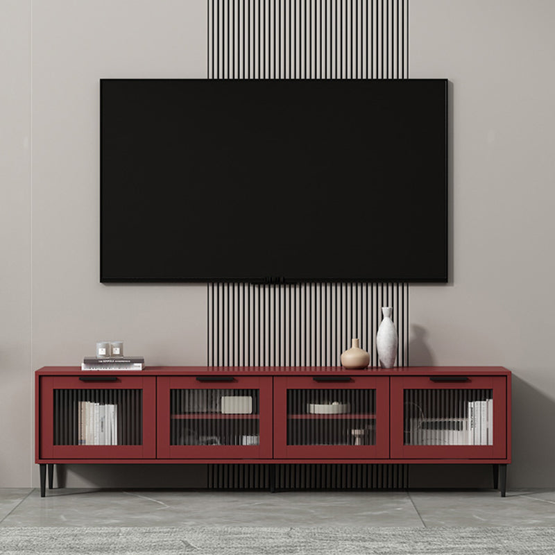Mueble para TV con almacenamiento cerrado escandinavo Mueble para TV de madera sintética con 4 puertas