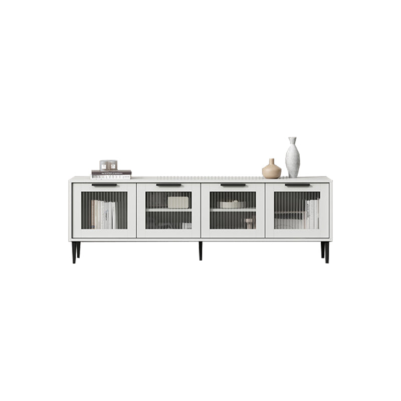 Mueble para TV con almacenamiento cerrado escandinavo Mueble para TV de madera sintética con 4 puertas