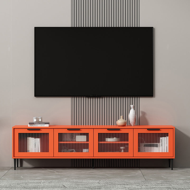 Mueble para TV con almacenamiento cerrado escandinavo Mueble para TV de madera sintética con 4 puertas