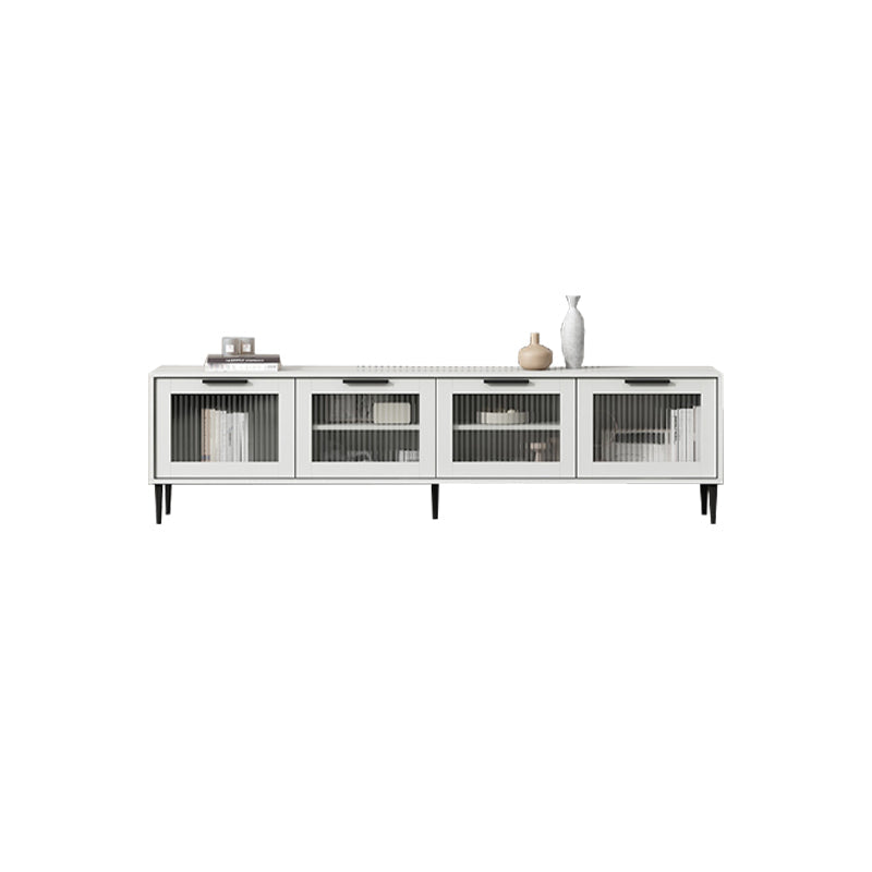 Mueble para TV con almacenamiento cerrado escandinavo Mueble para TV de madera sintética con 4 puertas
