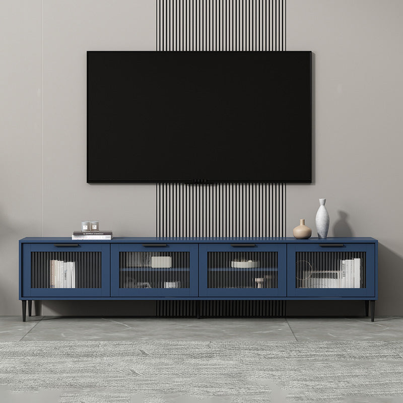 Mueble para TV con almacenamiento cerrado escandinavo Mueble para TV de madera sintética con 4 puertas