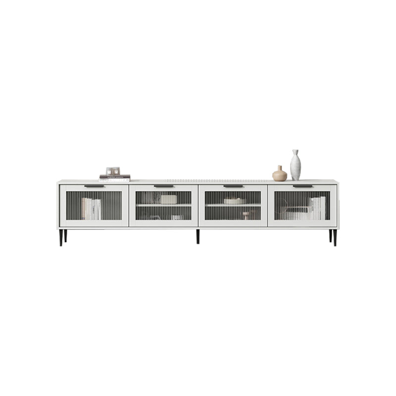 Mueble para TV con almacenamiento cerrado escandinavo Mueble para TV de madera sintética con 4 puertas