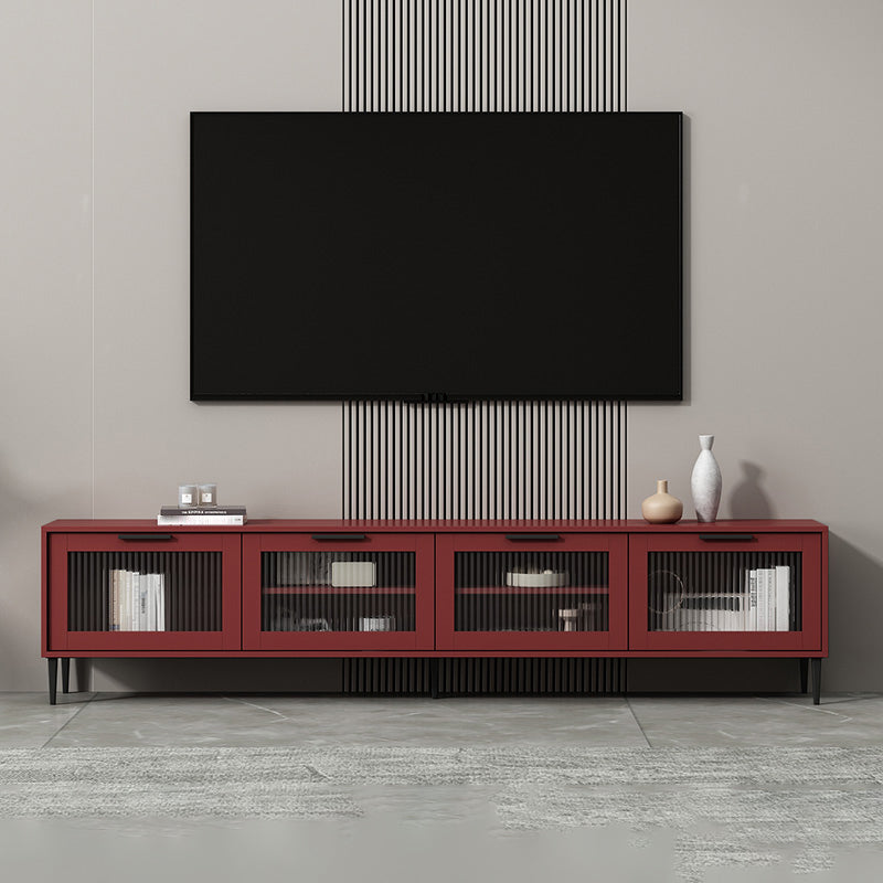 Mueble para TV con almacenamiento cerrado escandinavo Mueble para TV de madera sintética con 4 puertas