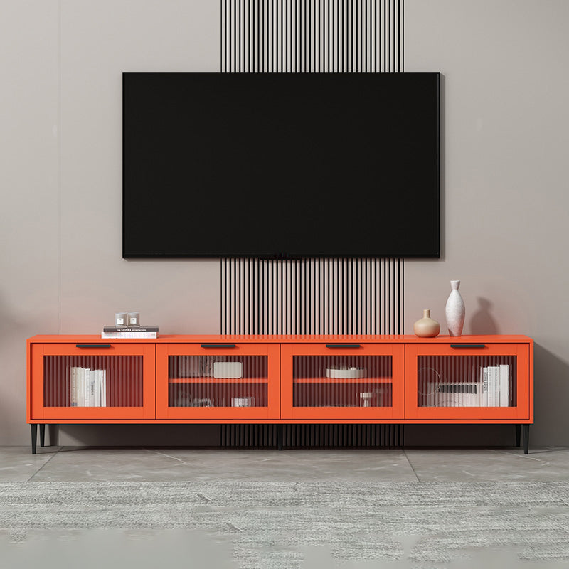Mueble para TV con almacenamiento cerrado escandinavo Mueble para TV de madera sintética con 4 puertas