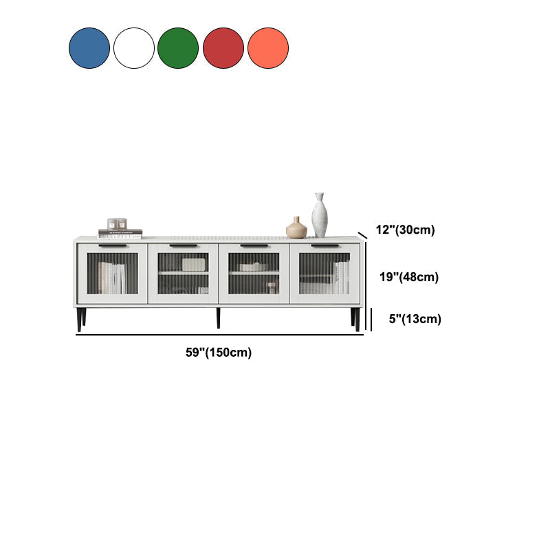 Mueble para TV con almacenamiento cerrado escandinavo Mueble para TV de madera sintética con 4 puertas