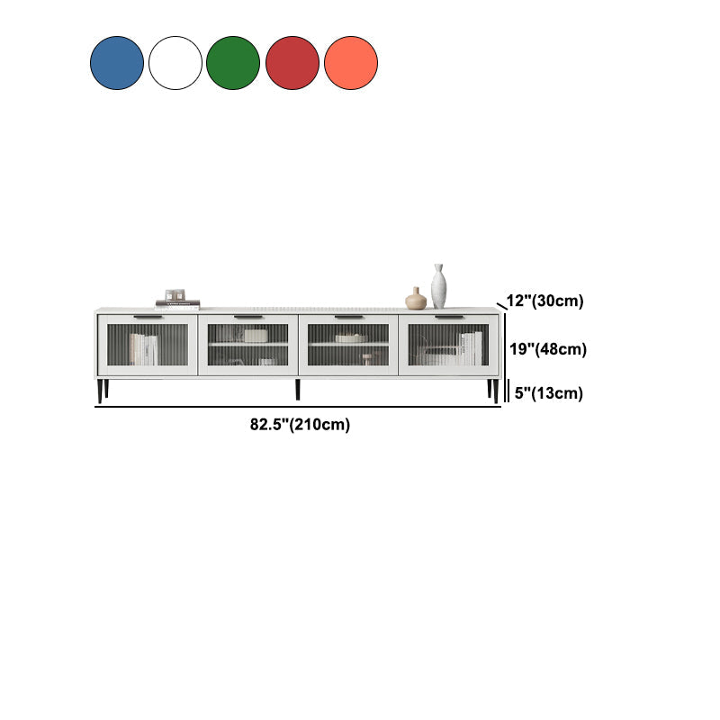 Mueble para TV con almacenamiento cerrado escandinavo Mueble para TV de madera sintética con 4 puertas