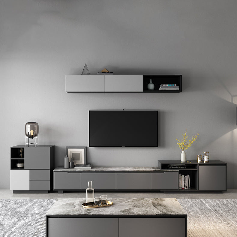 Modern TV Stand With Glide Drawer , Grey , TV Cabinet with Storage Clearhalo 'furn' 'furn_tv_stands_entertainment_centers' 'Furniture' 'Living Room Furniture' 'TV Stands & Entertainment Centers' 'TV Stands & Media Storage Furniture' 'tv_stands_entertainment_centers' 5499501