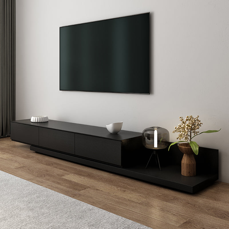 Engineered Wood TV Stand 3 Drawers Modern Media TV Stand Console Black Clearhalo 'furn' 'furn_tv_stands_entertainment_centers' 'Furniture' 'Living Room Furniture' 'TV Stands & Entertainment Centers' 'TV Stands & Media Storage Furniture' 'tv_stands_entertainment_centers' 5499504