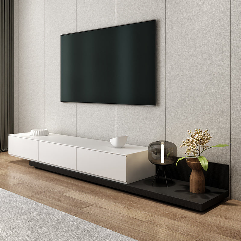 Engineered Wood TV Stand 3 Drawers Modern Media TV Stand Console Black-White Clearhalo 'furn' 'furn_tv_stands_entertainment_centers' 'Furniture' 'Living Room Furniture' 'TV Stands & Entertainment Centers' 'TV Stands & Media Storage Furniture' 'tv_stands_entertainment_centers' 5499513