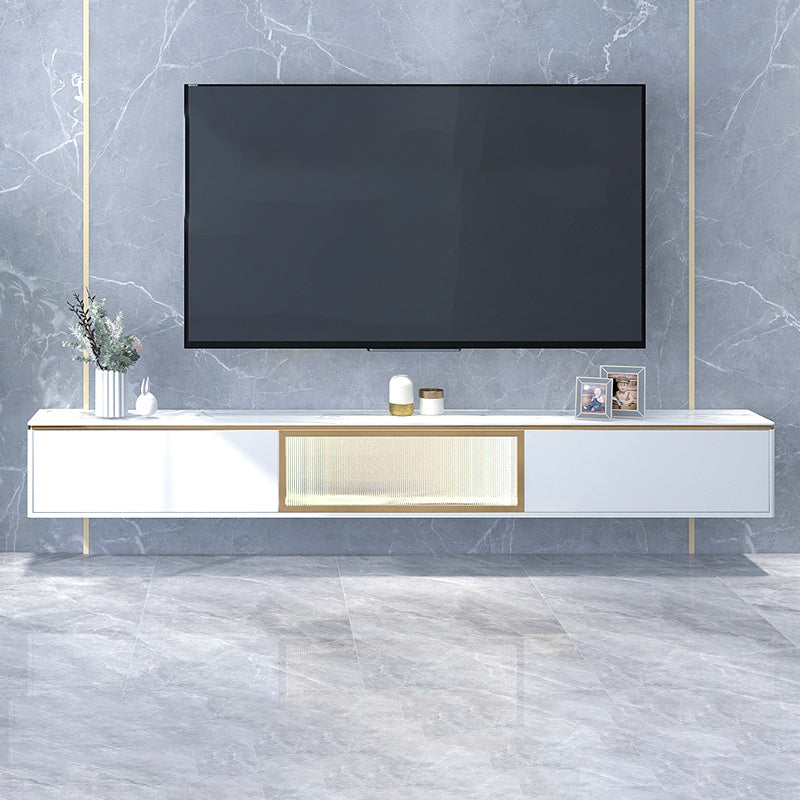 Gabinete de TV de almacenamiento blanco de estilo de piedra estilo glam estilo con 2 cajones