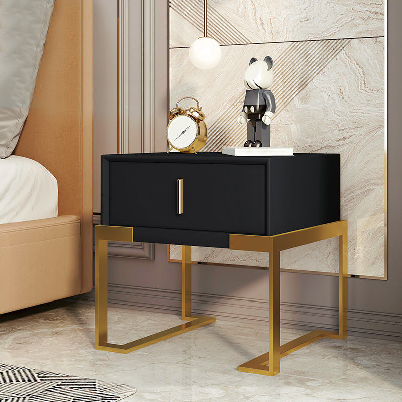 Midden-eeuwse moderne lederen nachttafel 1-lading 20 "lang nachtkastje met benen