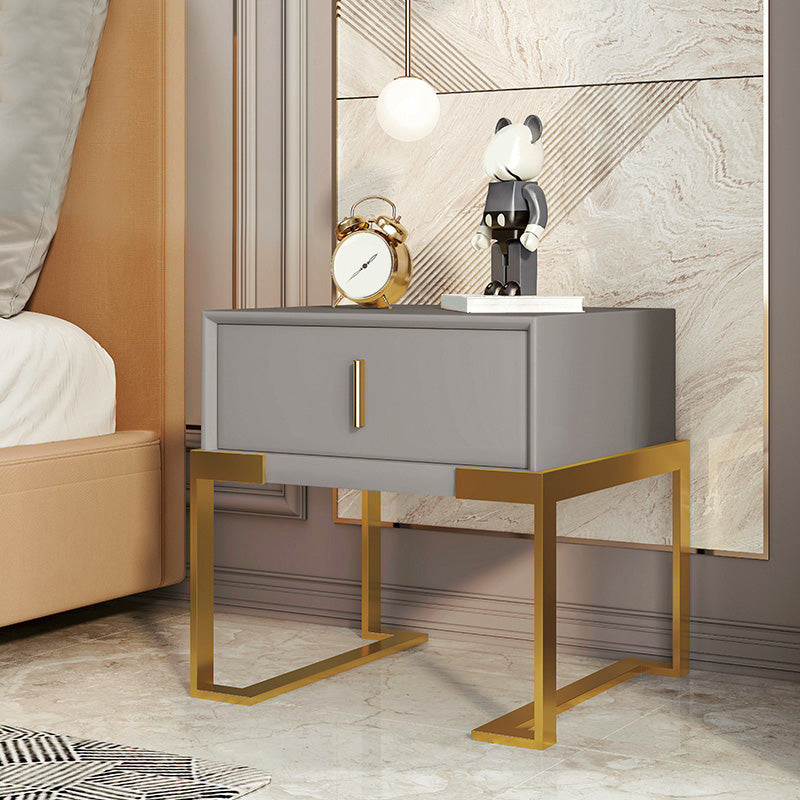 Midden-eeuwse moderne lederen nachttafel 1-lading 20 "lang nachtkastje met benen