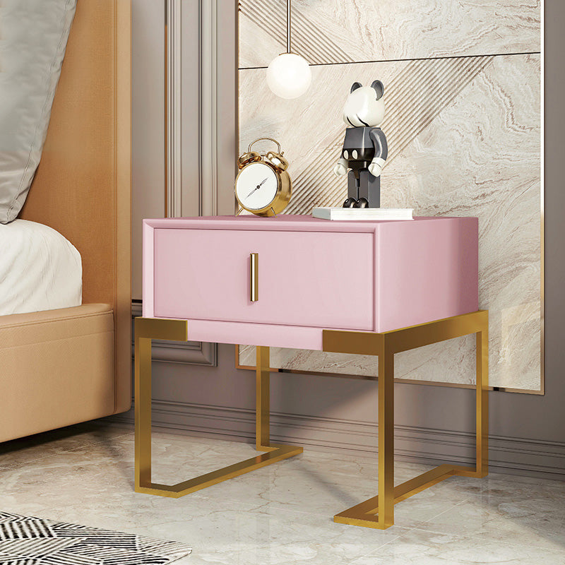 Midden-eeuwse moderne lederen nachttafel 1-lading 20 "lang nachtkastje met benen