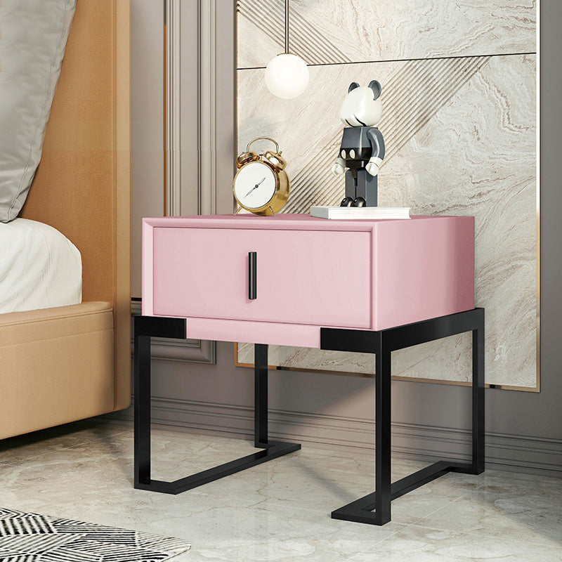 Midden-eeuwse moderne lederen nachttafel 1-lading 20 "lang nachtkastje met benen