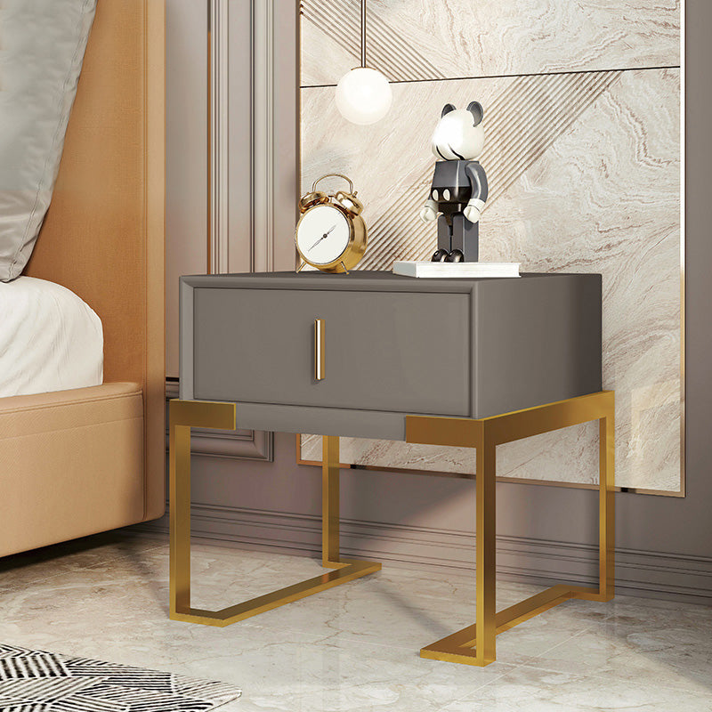 Midden-eeuwse moderne lederen nachttafel 1-lading 20 "lang nachtkastje met benen