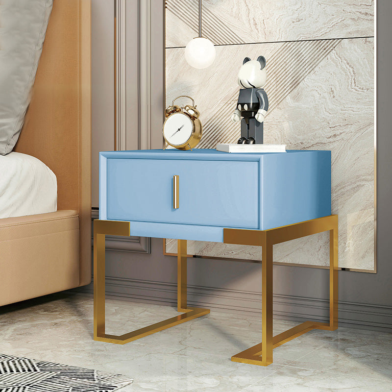 Midden-eeuwse moderne lederen nachttafel 1-lading 20 "lang nachtkastje met benen