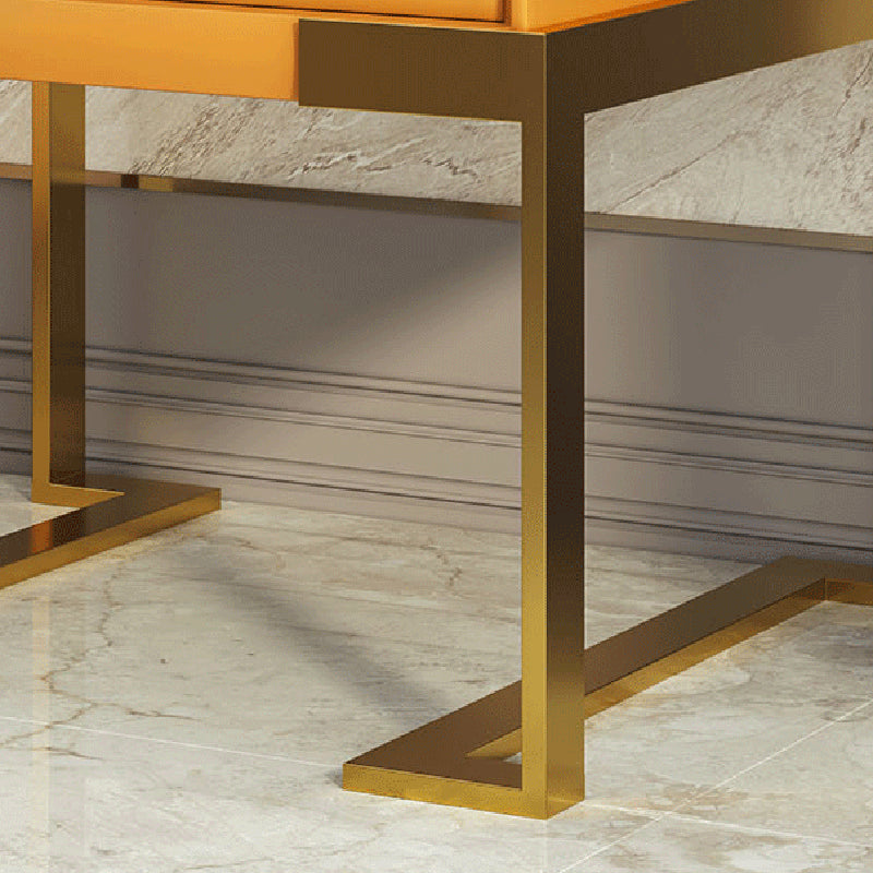 Midden-eeuwse moderne lederen nachttafel 1-lading 20 "lang nachtkastje met benen