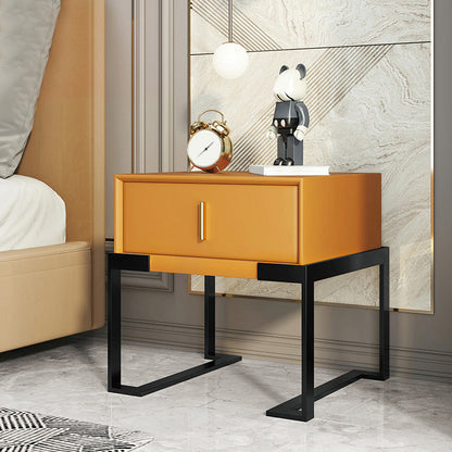 Midden-eeuwse moderne lederen nachttafel 1-lading 20 "lang nachtkastje met benen