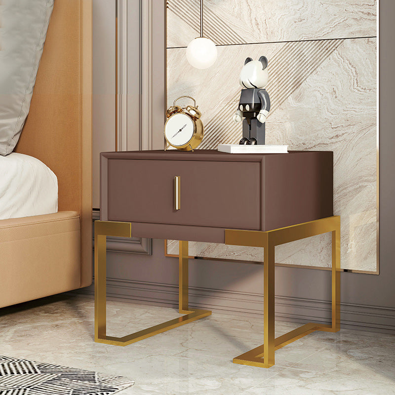 Midden-eeuwse moderne lederen nachttafel 1-lading 20 "lang nachtkastje met benen