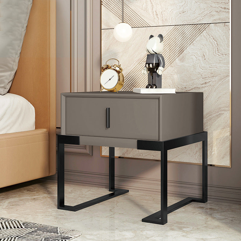 Midden-eeuwse moderne lederen nachttafel 1-lading 20 "lang nachtkastje met benen