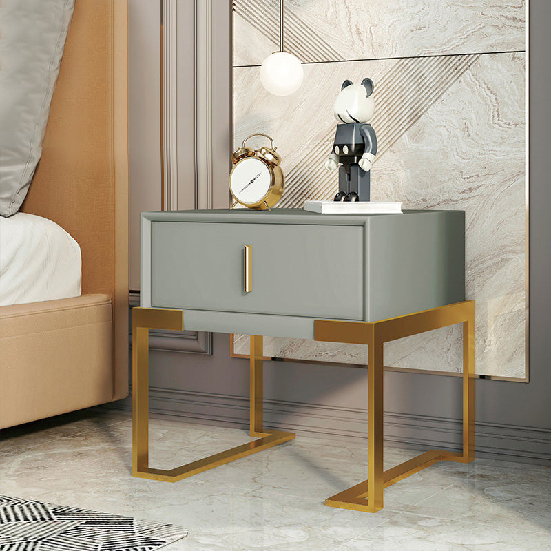 Midden-eeuwse moderne lederen nachttafel 1-lading 20 "lang nachtkastje met benen