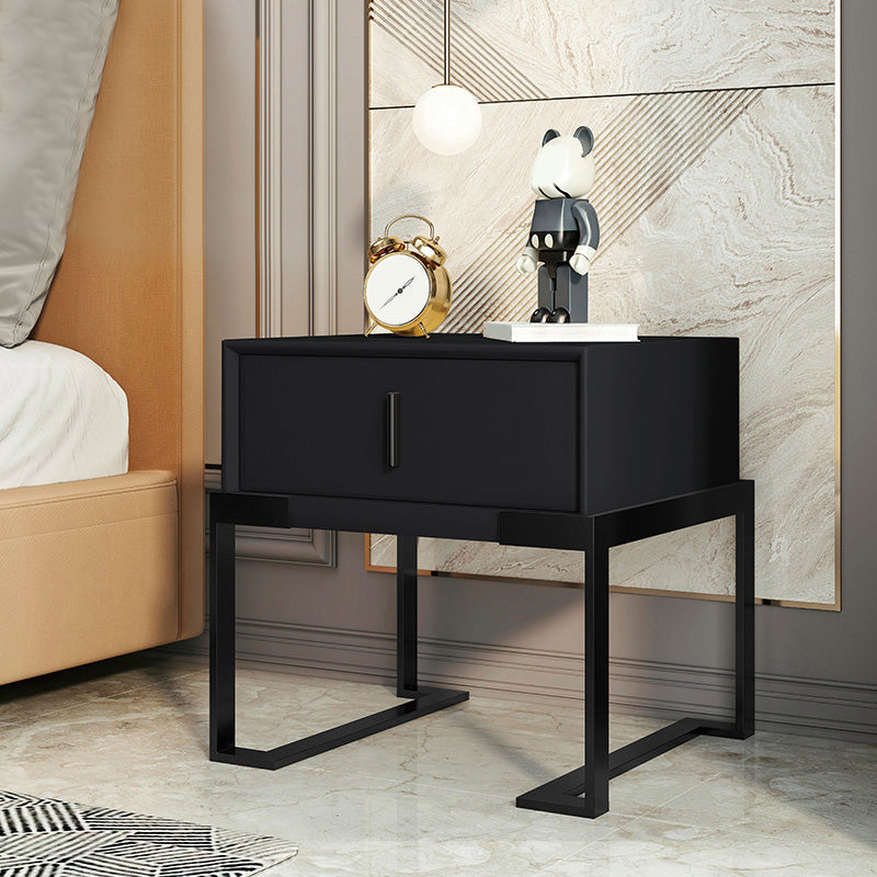 Midden-eeuwse moderne lederen nachttafel 1-lading 20 "lang nachtkastje met benen